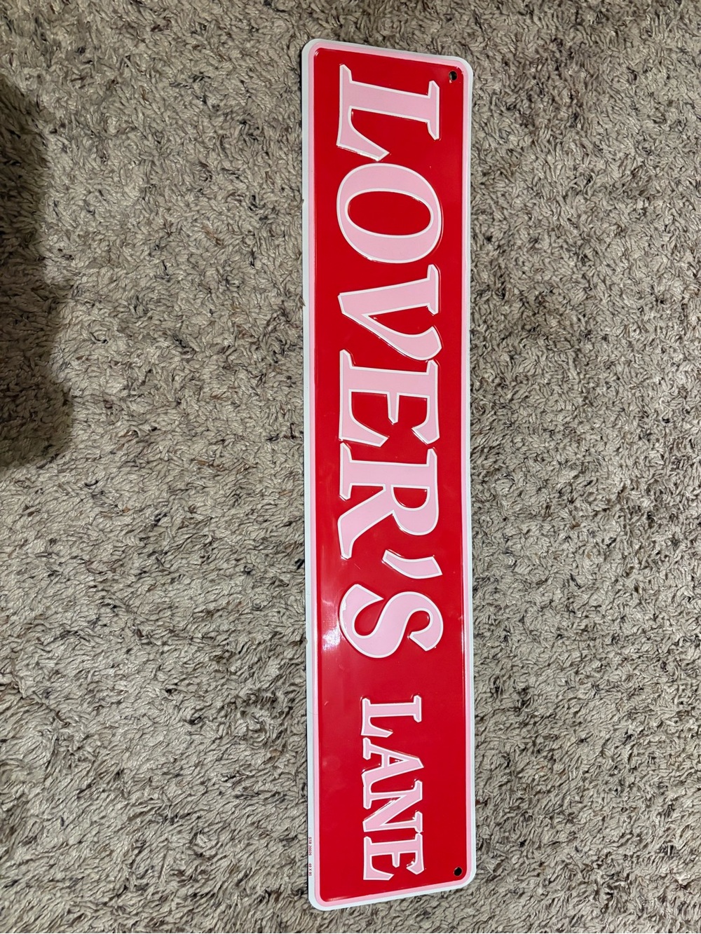 Vintage RED 'LOVER'S LANE' Metal Street Sign